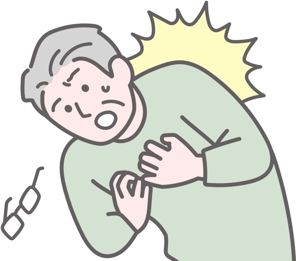 心臓が痛む男性のイラスト